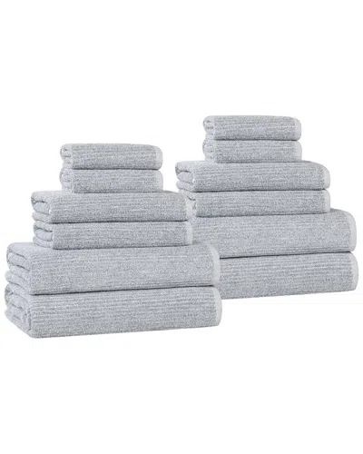 SUPERIOR SUPERIOR DESTIN MEDIUM WEIGHT SOLID RIBBED 12PC TOWEL SET