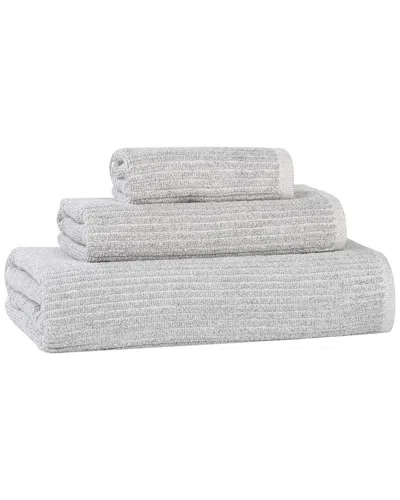 Superior Destin Medium Weight Solid Ribbed 3pc Towel Set