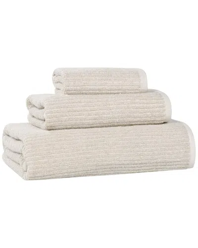 Superior Destin Medium Weight Solid Ribbed 3pc Towel Set