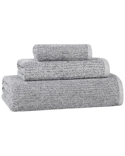 Superior Destin Medium Weight Solid Ribbed 3pc Towel Set