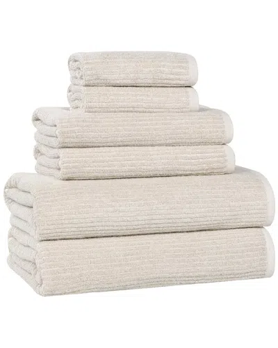 Superior Destin Medium Weight Solid Ribbed 6pc Towel Set