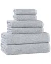 Superior Destin Medium Weight Solid Ribbed 6pc Towel Set