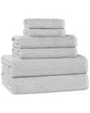 Superior Destin Medium Weight Solid Ribbed 6pc Towel Set