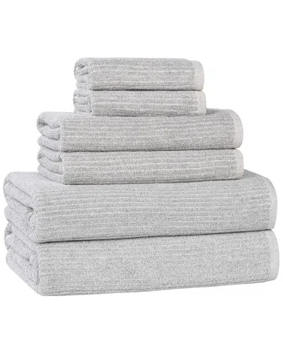 Superior Destin Medium Weight Solid Ribbed 6pc Towel Set