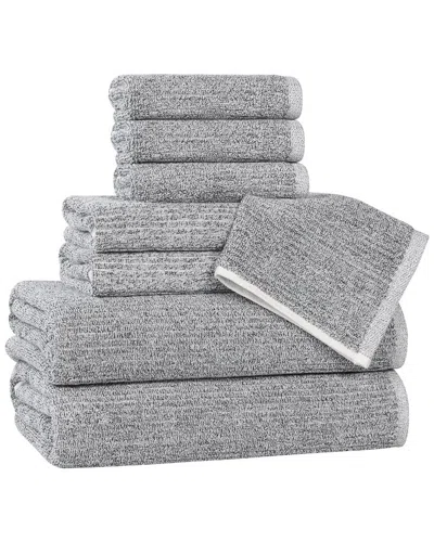 Superior Destin Medium Weight Solid Ribbed 8pc Towel Set