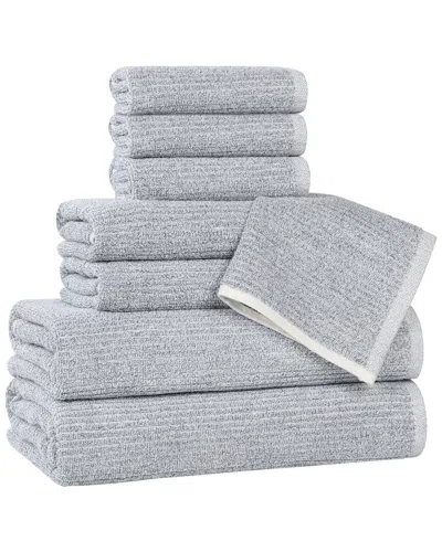 Superior Destin Medium Weight Solid Ribbed 8pc Towel Set