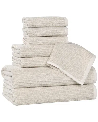 Superior Destin Medium Weight Solid Ribbed 8pc Towel Set