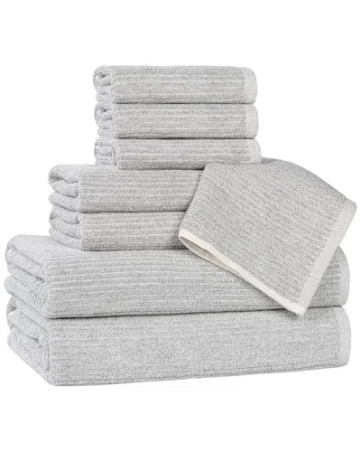 Superior Destin Medium Weight Solid Ribbed 8pc Towel Set