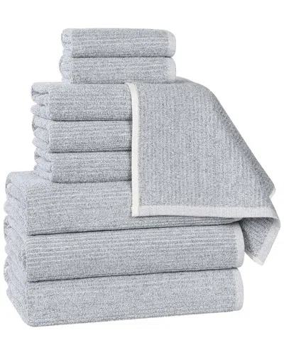 Superior Destin Medium Weight Solid Ribbed 9pc Towel Set In Gray