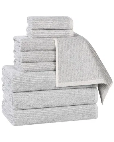 SUPERIOR SUPERIOR DESTIN MEDIUM WEIGHT SOLID RIBBED 9PC TOWEL SET