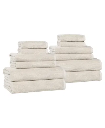 Superior Destin Viscose Blend Absorbent Quick Dry Solid Ribbed Design 12-piece Towel Set In Pink