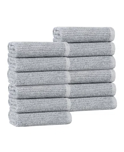 Superior Destin Viscose Blend Absorbent Quick Dry Solid Ribbed Design 12-piece Washcloth Set In Gray