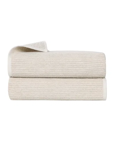 Superior Destin Viscose Blend Absorbent Quick Dry Solid Ribbed Design 2-piece Bath Sheet Set In Neutral