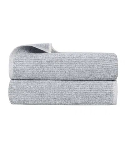 Superior Destin Viscose Blend Absorbent Quick Dry Solid Ribbed Design 2-piece Bath Sheet Set In Blue
