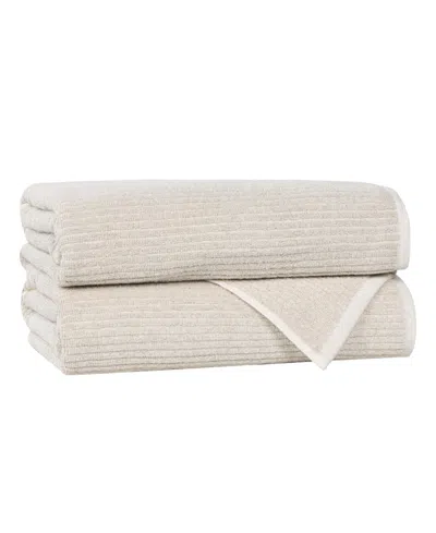 Superior Destin Viscose Blend Absorbent Quick Dry Solid Ribbed Design 2-piece Bath Towel Set In Neutral