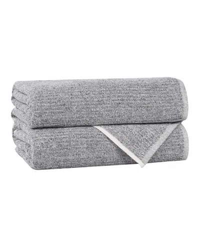 Superior Destin Viscose Blend Absorbent Quick Dry Solid Ribbed Design 2-piece Bath Towel Set In Gray