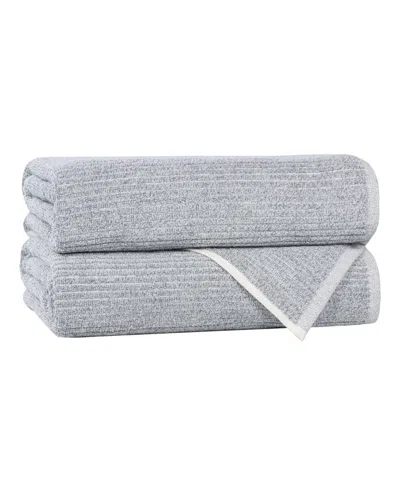 Superior Destin Viscose Blend Absorbent Quick Dry Solid Ribbed Design 2-piece Bath Towel Set In Gray