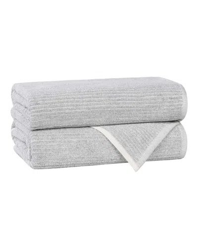 Superior Destin Viscose Blend Absorbent Quick Dry Solid Ribbed Design 2-piece Bath Towel Set In Gray