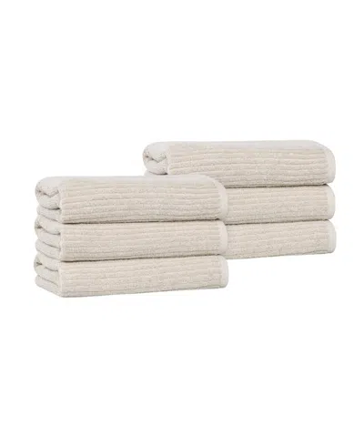 Superior Destin Viscose Blend Absorbent Quick Dry Solid Ribbed Design 6-piece Hand Towel Set In Neutral