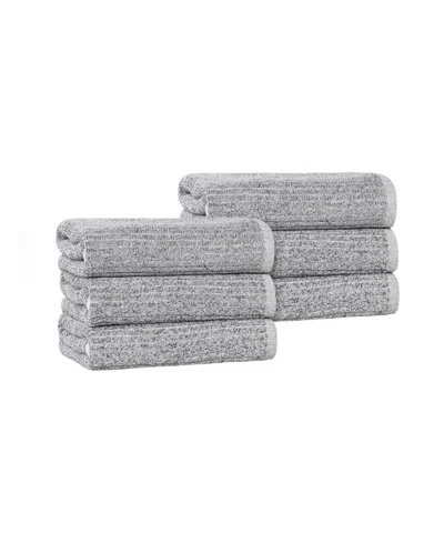 Superior Destin Viscose Blend Absorbent Quick Dry Solid Ribbed Design 6-piece Hand Towel Set In Gray
