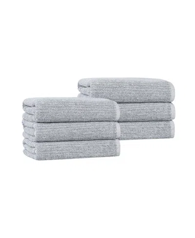 Superior Destin Viscose Blend Absorbent Quick Dry Solid Ribbed Design 6-piece Hand Towel Set In Gray