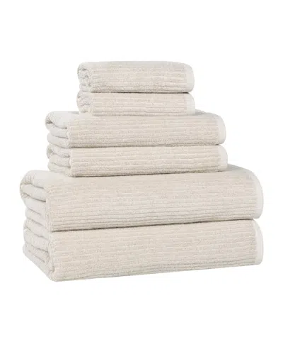 Superior Destin Viscose Blend Absorbent Quick Dry Solid Ribbed Design 6-piece Towel Set In Neutral