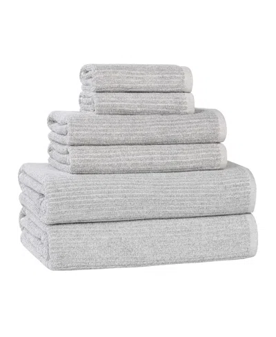 Superior Destin Viscose Blend Absorbent Quick Dry Solid Ribbed Design 6-piece Towel Set In Gray