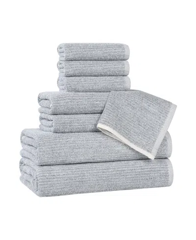 Superior Destin Viscose Blend Absorbent Quick Dry Solid Ribbed Design 8-piece Towel Set In Blue