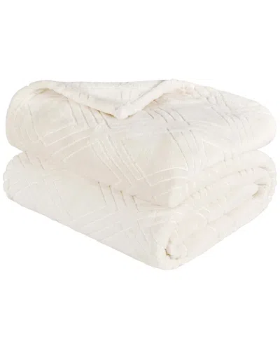 Superior Diamond Flannel Fleece Plush Ultra-soft Blanket In White
