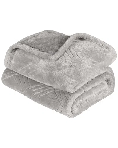 Superior Diamond Flannel Fleece Plush Ultra-soft Blanket In Gray