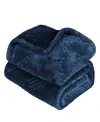 Superior Diamond Flannel Fleece Plush Ultra-soft Blanket, King In Navy Blue