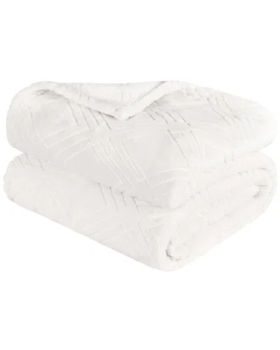 Superior Diamond Flannel Fleece Plush Ultra-soft Blanket In White