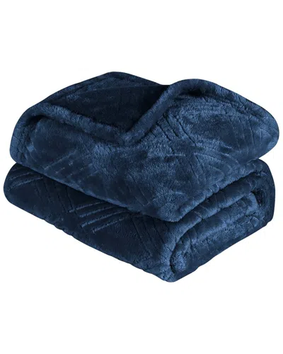 Superior Diamond Flannel Fleece Plush Ultra-soft Throw In Blue