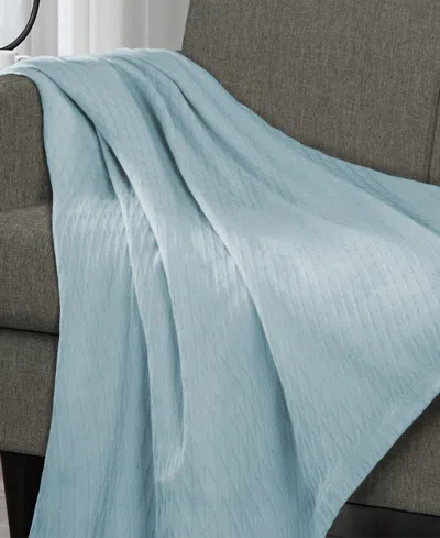 Superior Diamond Pattern All Season Woven Cotton Blanket, California King In Aqua