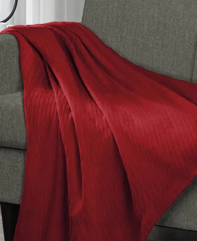 Superior Diamond Pattern All Season Woven Cotton Blanket, California King In Burgundy