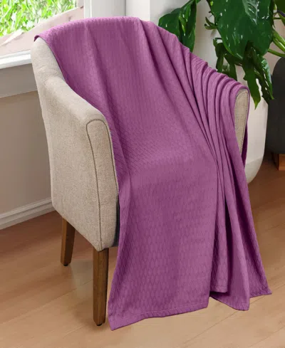 Superior Diamond Pattern All Season Woven Cotton Blanket, California King In Purple