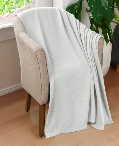 Superior Diamond Pattern All Season Woven Cotton Blanket, King In Platinum