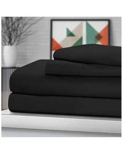 Superior Discontinued  1500 Thread Count Egyptian Cotton Deep Pocket Solid Sheet Set In Black