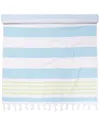 Superior Coastal Resort Stripe Fouta Beach Towel With Tassels In Green