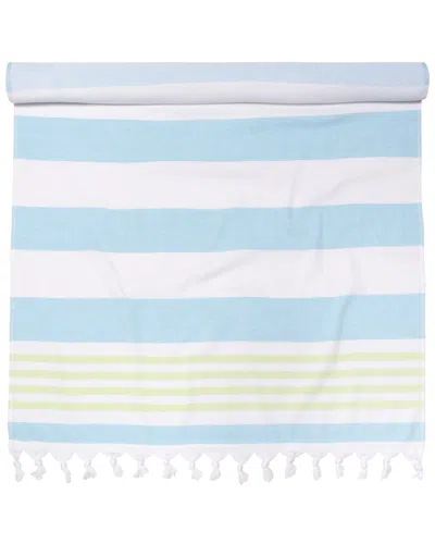 Superior Coastal Resort Stripe Fouta Beach Towel With Tassels In Green