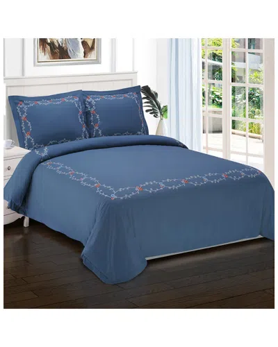 SUPERIOR DISCONTINUED SUPERIOR HELENA EMBROIDERED 3PC COTTON DUVET COVER SET