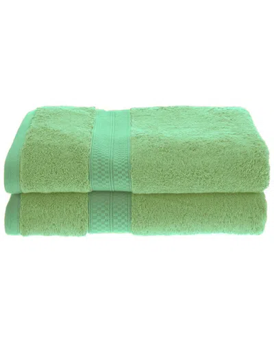 Superior Rayon From Bamboo Blend Solid 2pc Bath Towel Set In Green