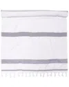 Superior Tropical Cabana Oversized Stripe Fouta Beach Towel With Tassels In Black