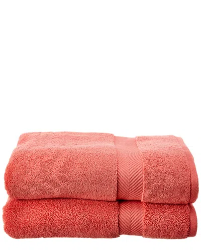 Superior Discontinued  Zero Twist Set Of Two Bath Cotton Towels In Orange