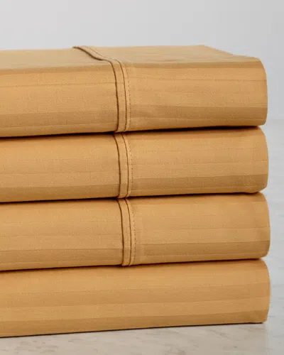 Superior Dnu  400 Thread Count Stripe Combed Cotton Sheet Set In Gold