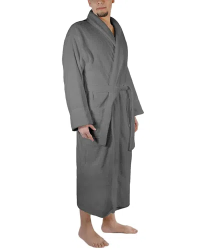 Superior Dnu  Men's Turkish Cotton Terry Ultra-plush And Absorbent Long Bathrobe In Grey