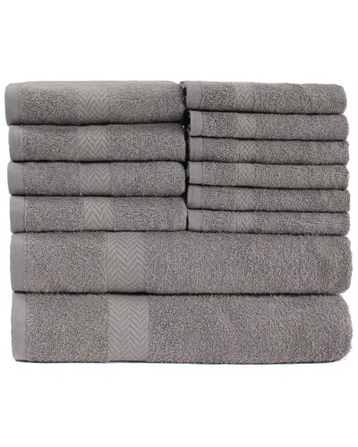 Superior Eco-friendly 12pc Absorbent Cotton Towel Set In Charcoal