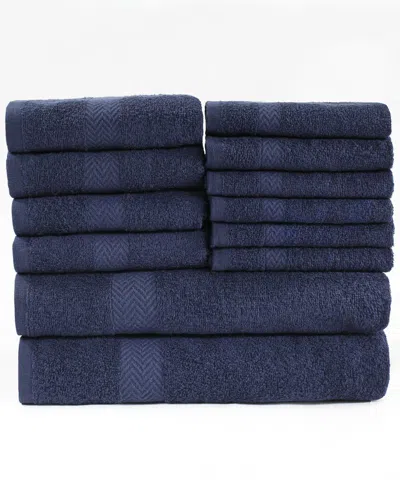 Superior Eco-friendly 12pc Absorbent Cotton Towel Set In Navy