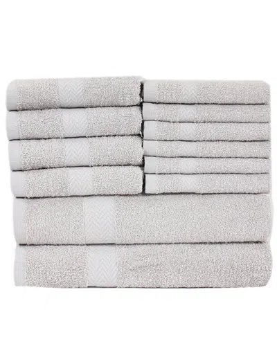 Superior Eco-friendly 12pc Absorbent Cotton Towel Set In Silver