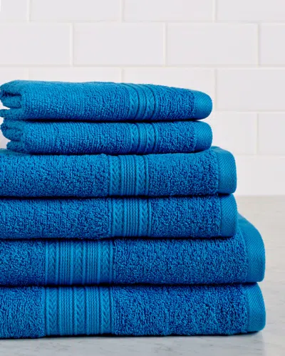 Superior Eco-friendly 6pc Solid Absorbent Cotton Towel Set In Blue